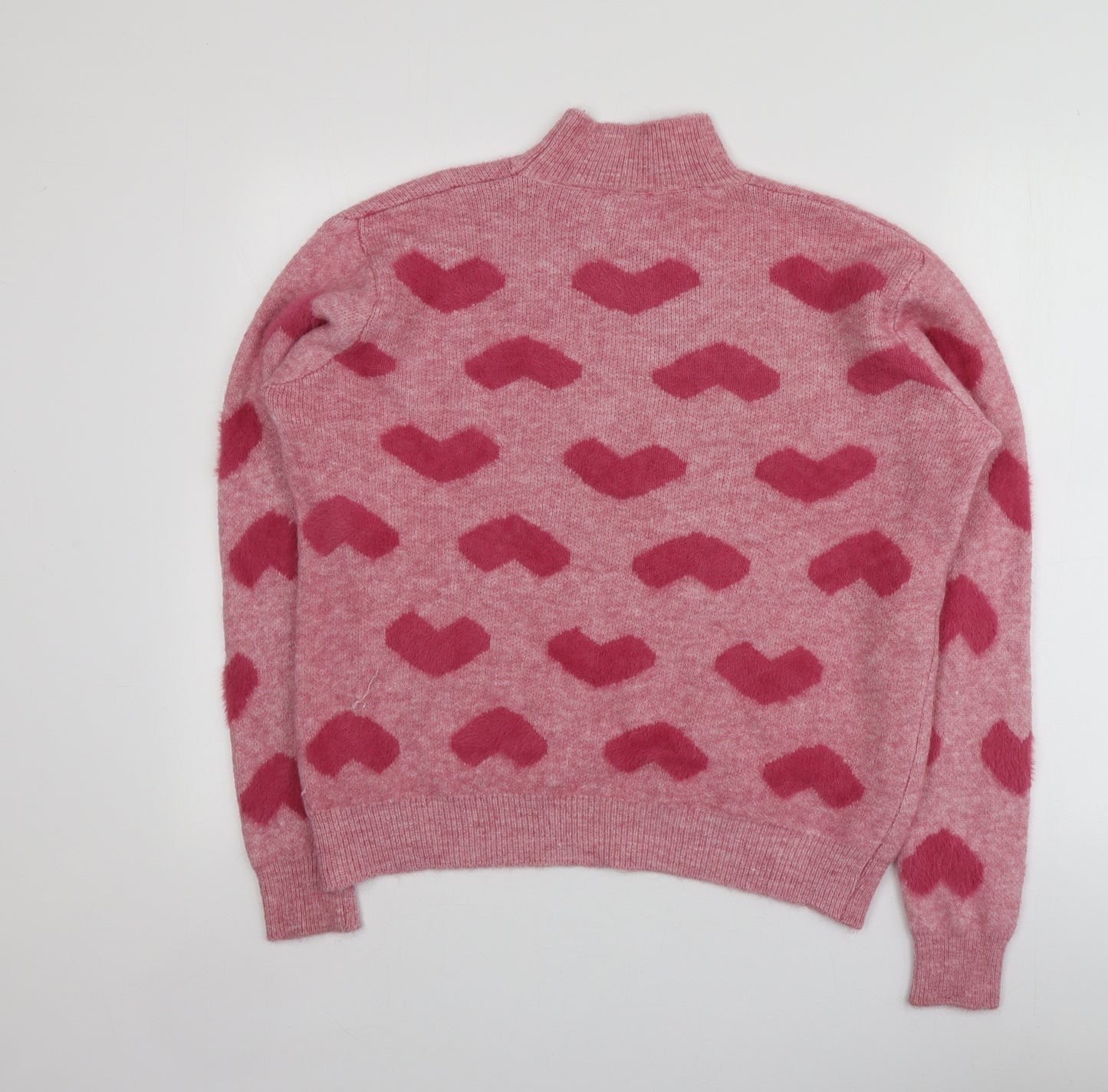 George Womens Pink High Neck Geometric Acrylic Pullover Jumper Size S