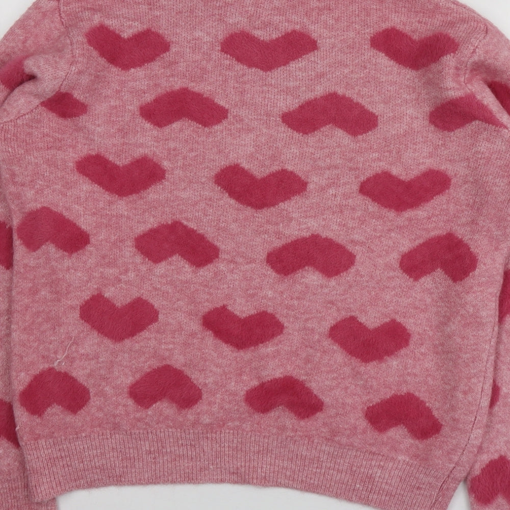 George Womens Pink High Neck Geometric Acrylic Pullover Jumper Size S