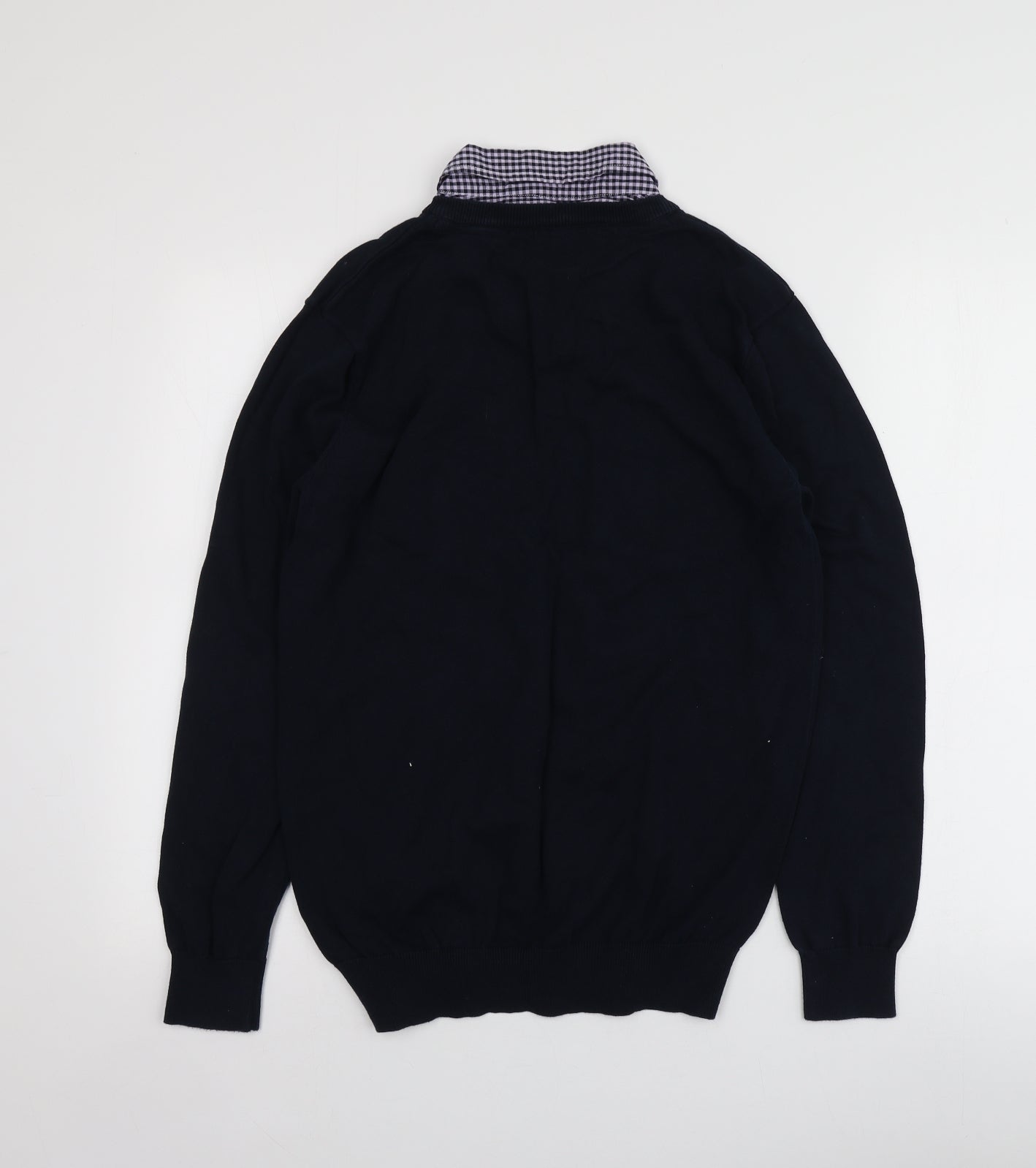 Peacocks Mens Blue Collared  Cotton Pullover Jumper Size M