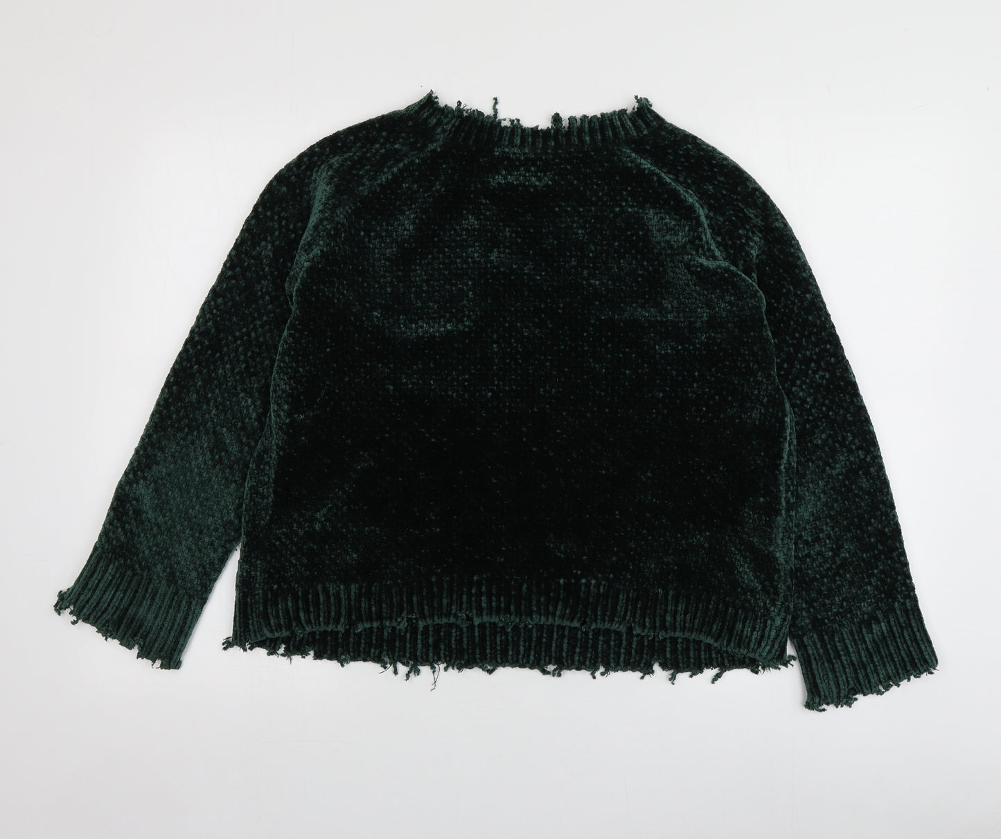 Papaya Womens Green Round Neck  Polyester Pullover Jumper Size M