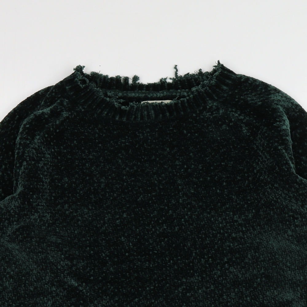 Papaya Womens Green Round Neck  Polyester Pullover Jumper Size M