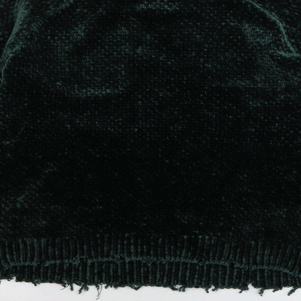 Papaya Womens Green Round Neck  Polyester Pullover Jumper Size M