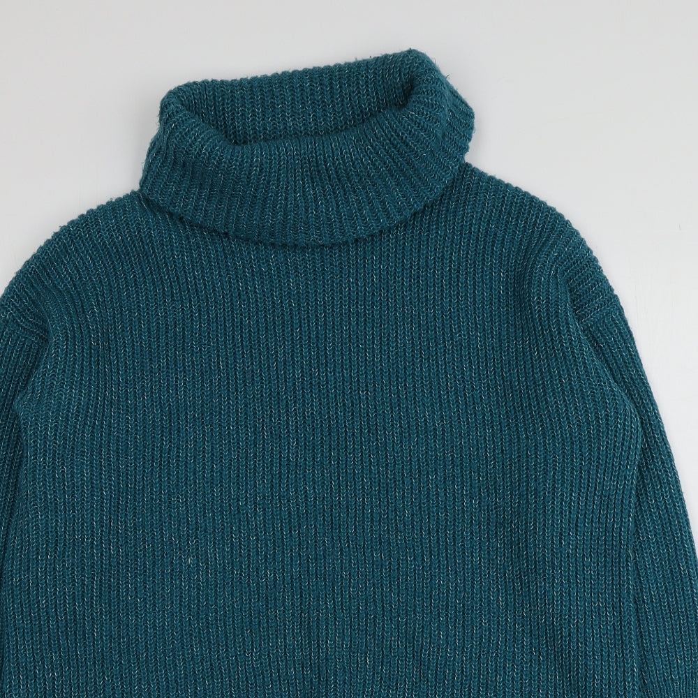 Papaya Womens Blue Roll Neck  Acrylic Pullover Jumper Size M