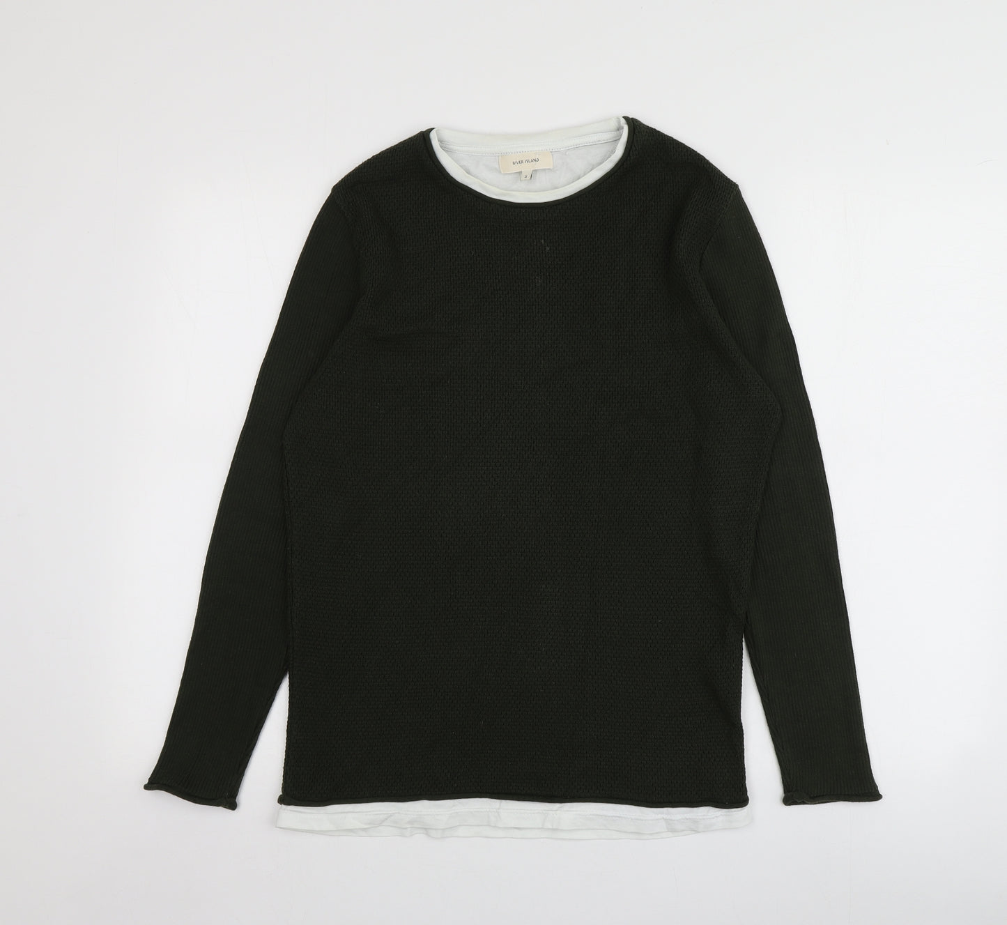 River Island Womens Green  Acrylic Basic T-Shirt Size S Round Neck