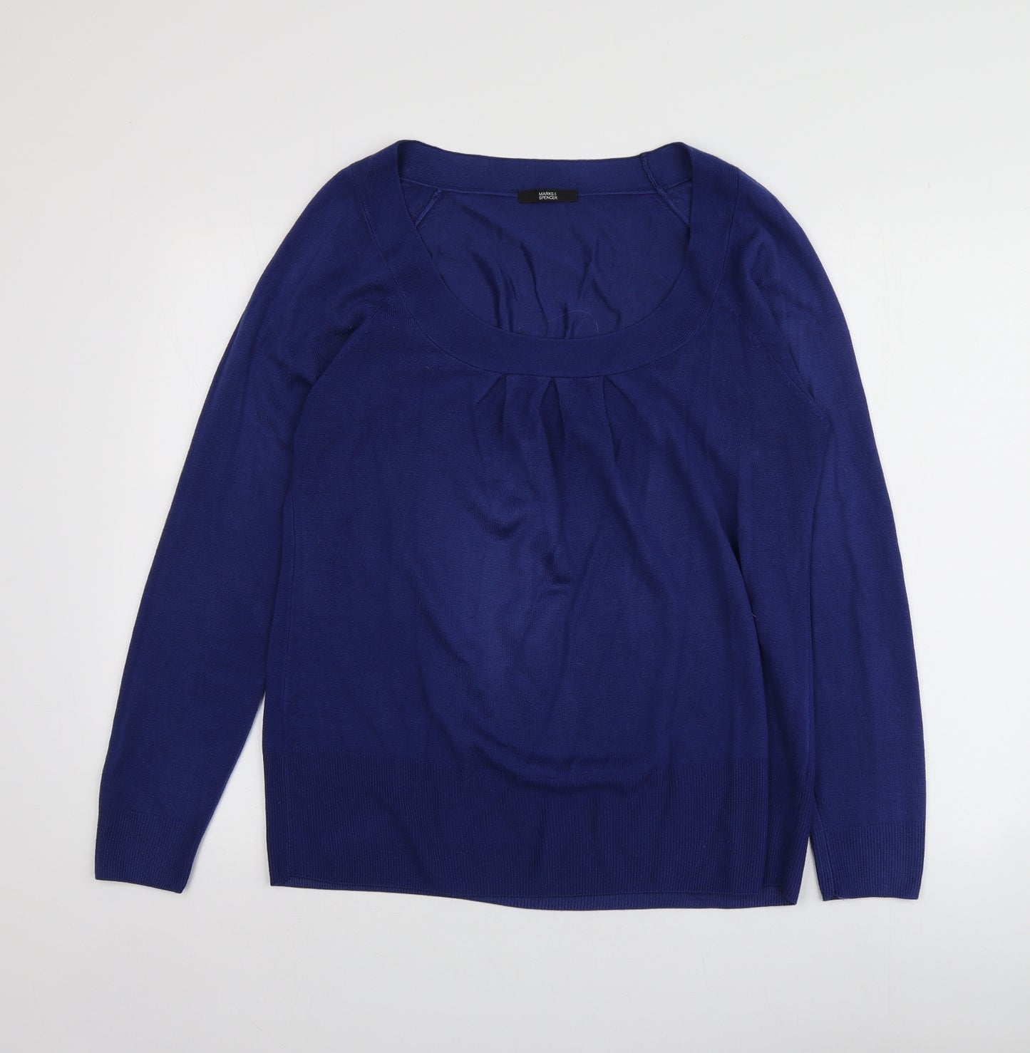M&S Womens Blue Round Neck  Acrylic Pullover Jumper Size 18