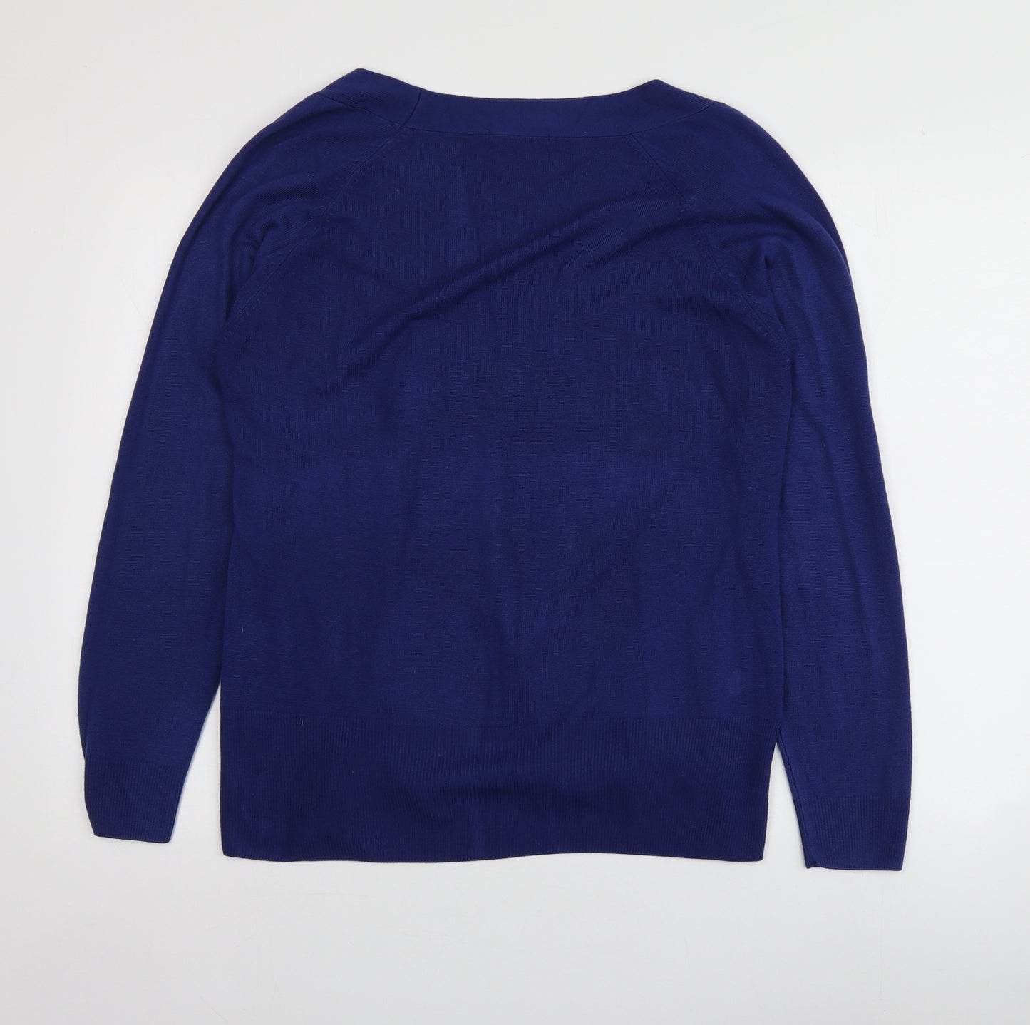 M&S Womens Blue Round Neck  Acrylic Pullover Jumper Size 18