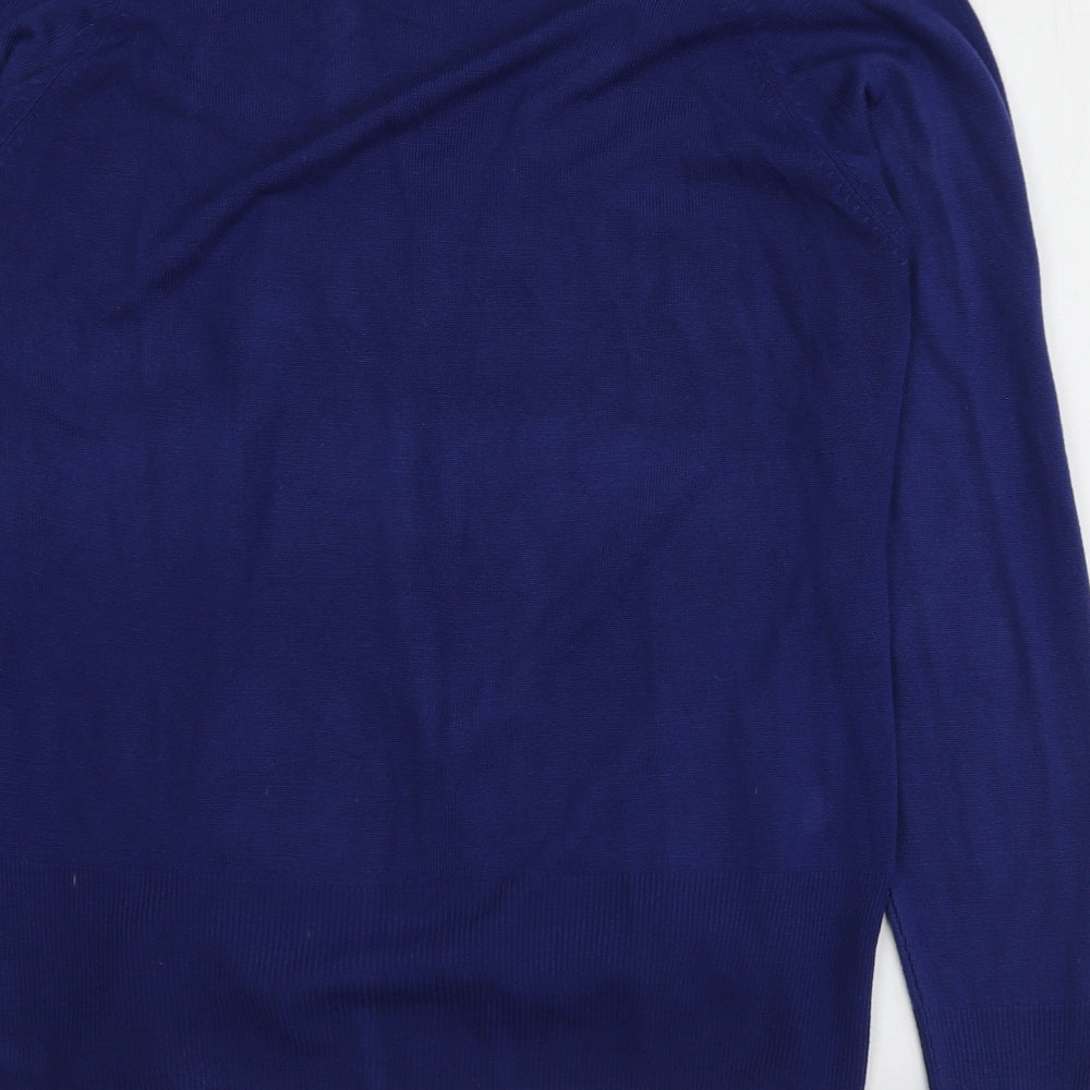 M&S Womens Blue Round Neck  Acrylic Pullover Jumper Size 18