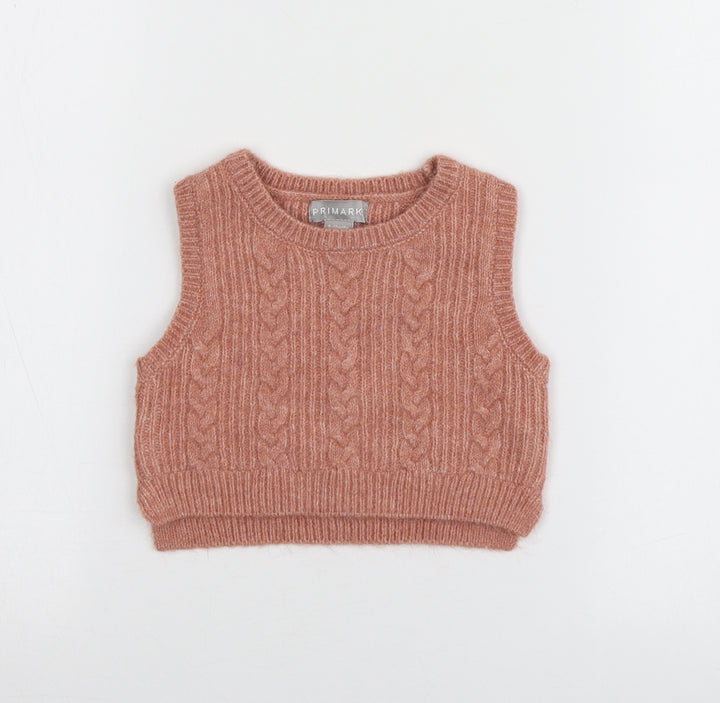 Primark Girls Pink Polyester Vest Jumper Size 9-12 Months