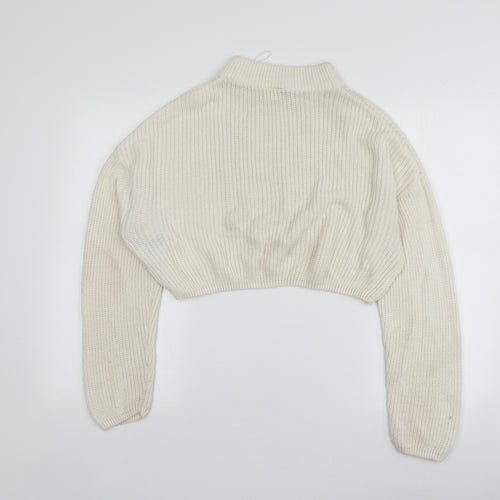 H&M Womens Ivory Round Neck  Acrylic Pullover Jumper Size M
