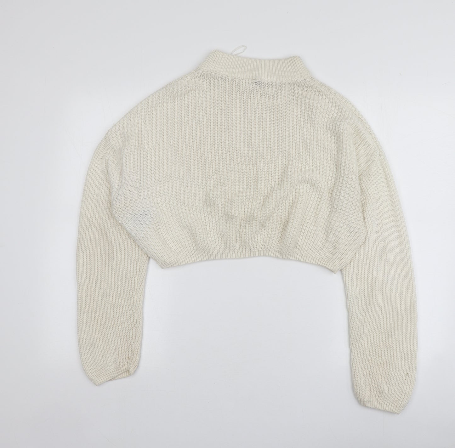 H&M Womens Ivory Round Neck  Acrylic Pullover Jumper Size M