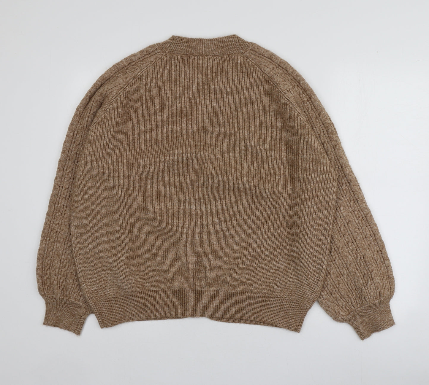 SheIn Womens Beige V-Neck  Acrylic Cardigan Jumper Size XL