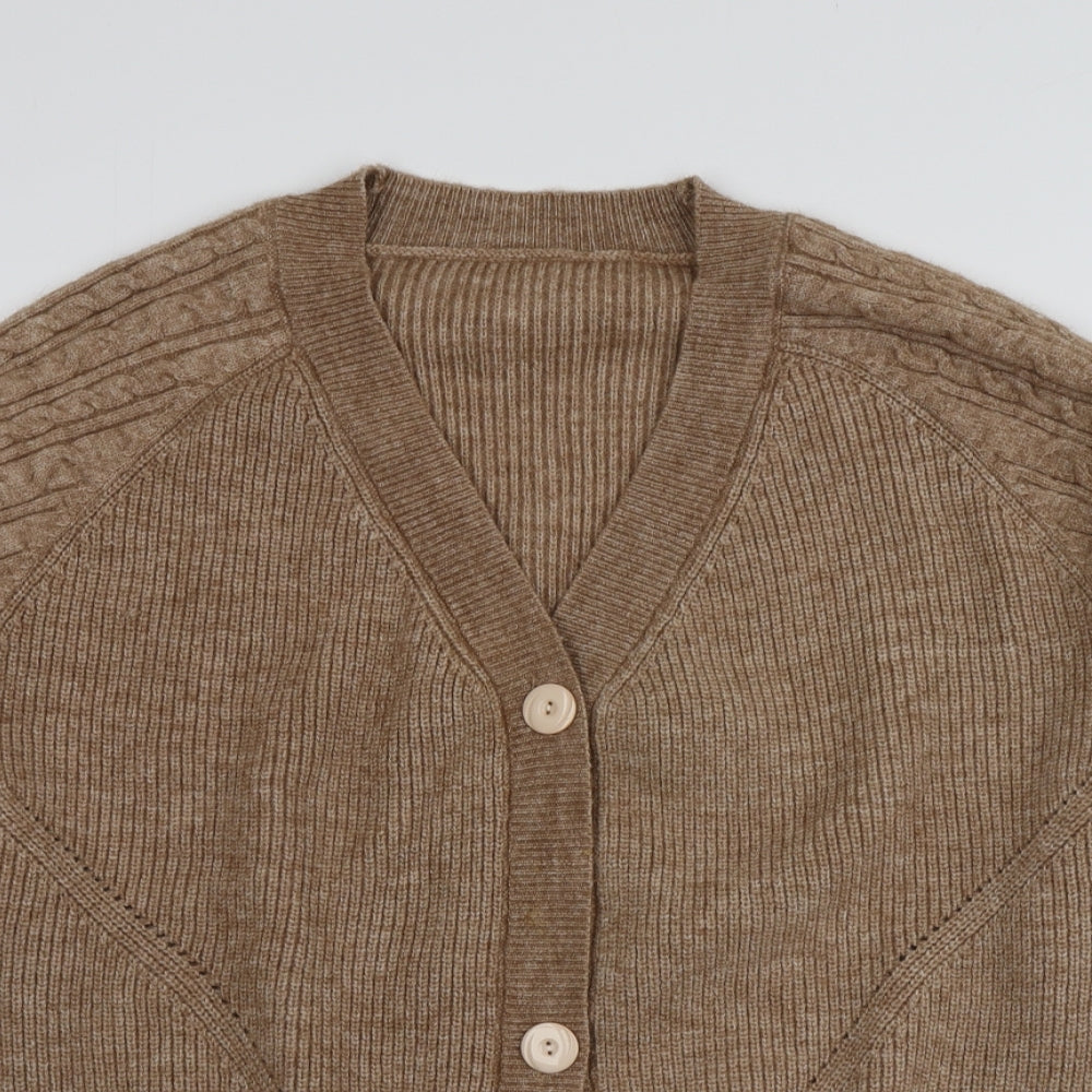 SheIn Womens Beige V-Neck  Acrylic Cardigan Jumper Size XL