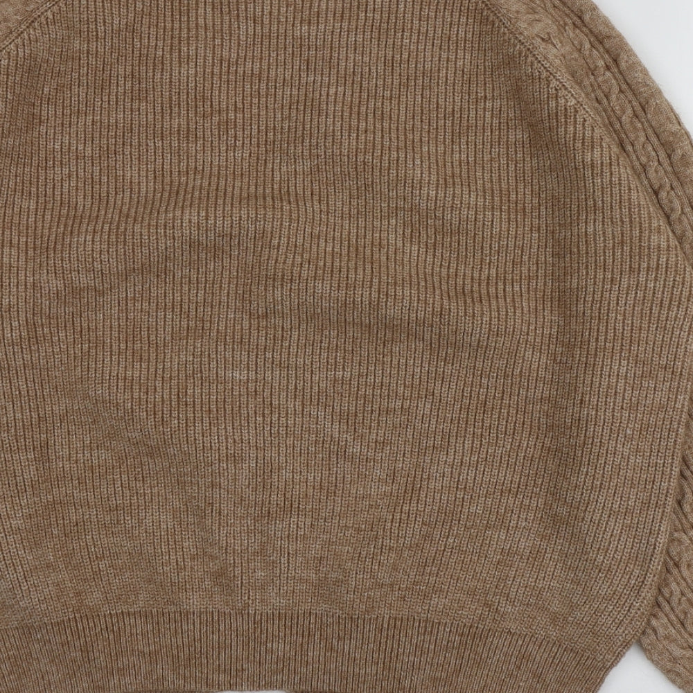 SheIn Womens Beige V-Neck  Acrylic Cardigan Jumper Size XL