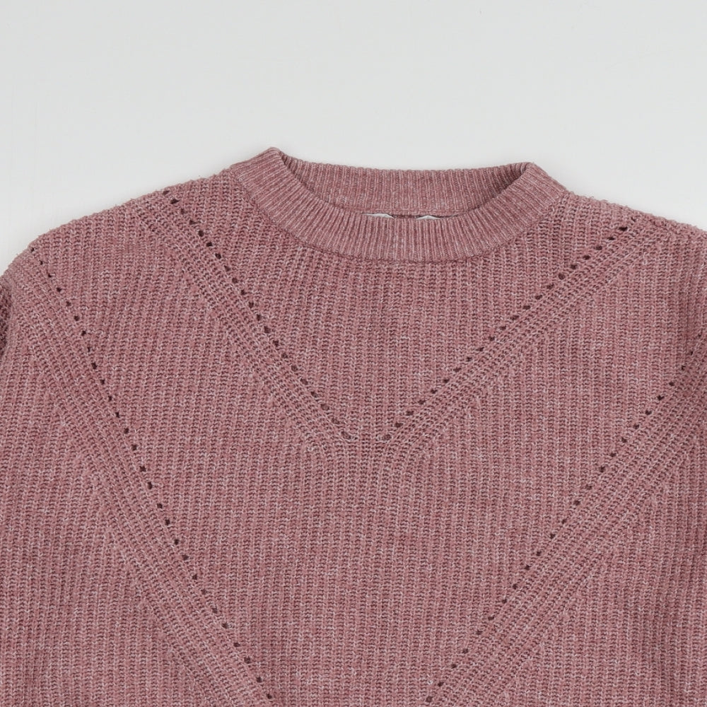 Primark Womens Pink Round Neck  Acrylic Pullover Jumper Size 12