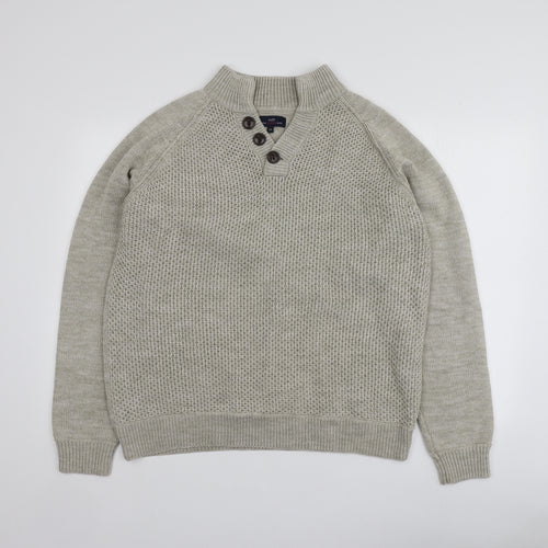 Easy Mens Beige V-Neck  Acrylic Pullover Jumper Size XL