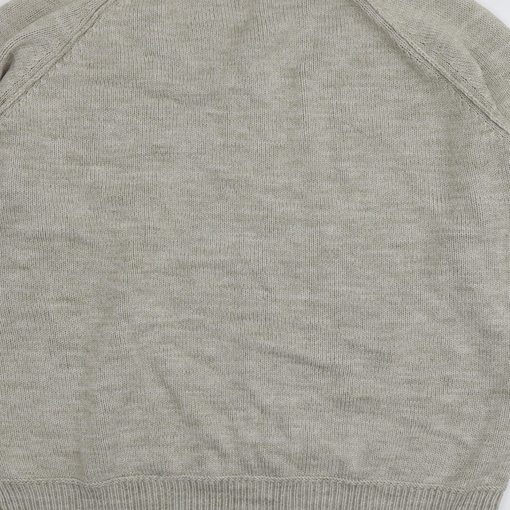 Easy Mens Beige V-Neck  Acrylic Pullover Jumper Size XL