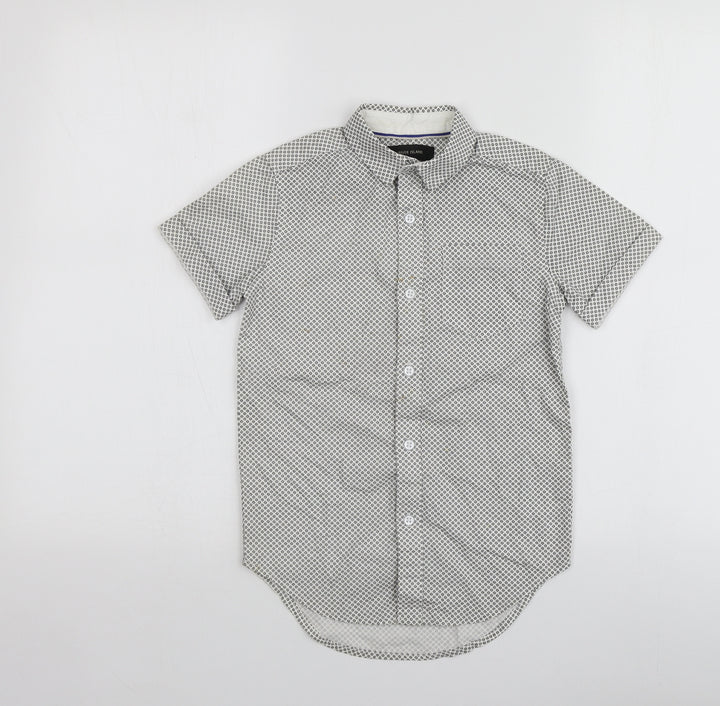River Island Boys White Polka Dot Cotton Basic Button-Up Size 6 Years Collared