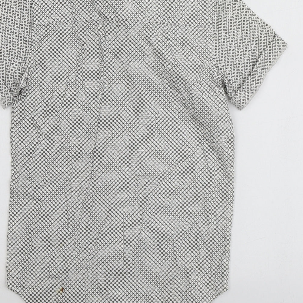 River Island Boys White Polka Dot Cotton Basic Button-Up Size 6 Years Collared