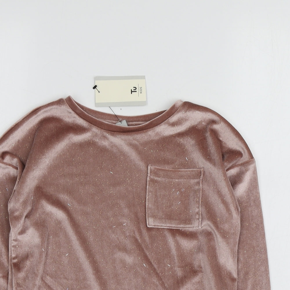 TU Girls Pink  Polyester Basic T-Shirt Size 8 Years Round Neck