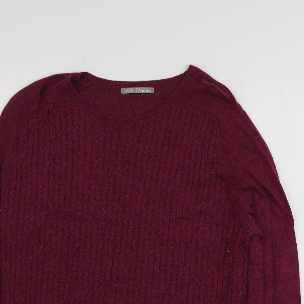 M&S Womens Purple Round Neck  Viscose Pullover Jumper Size 18