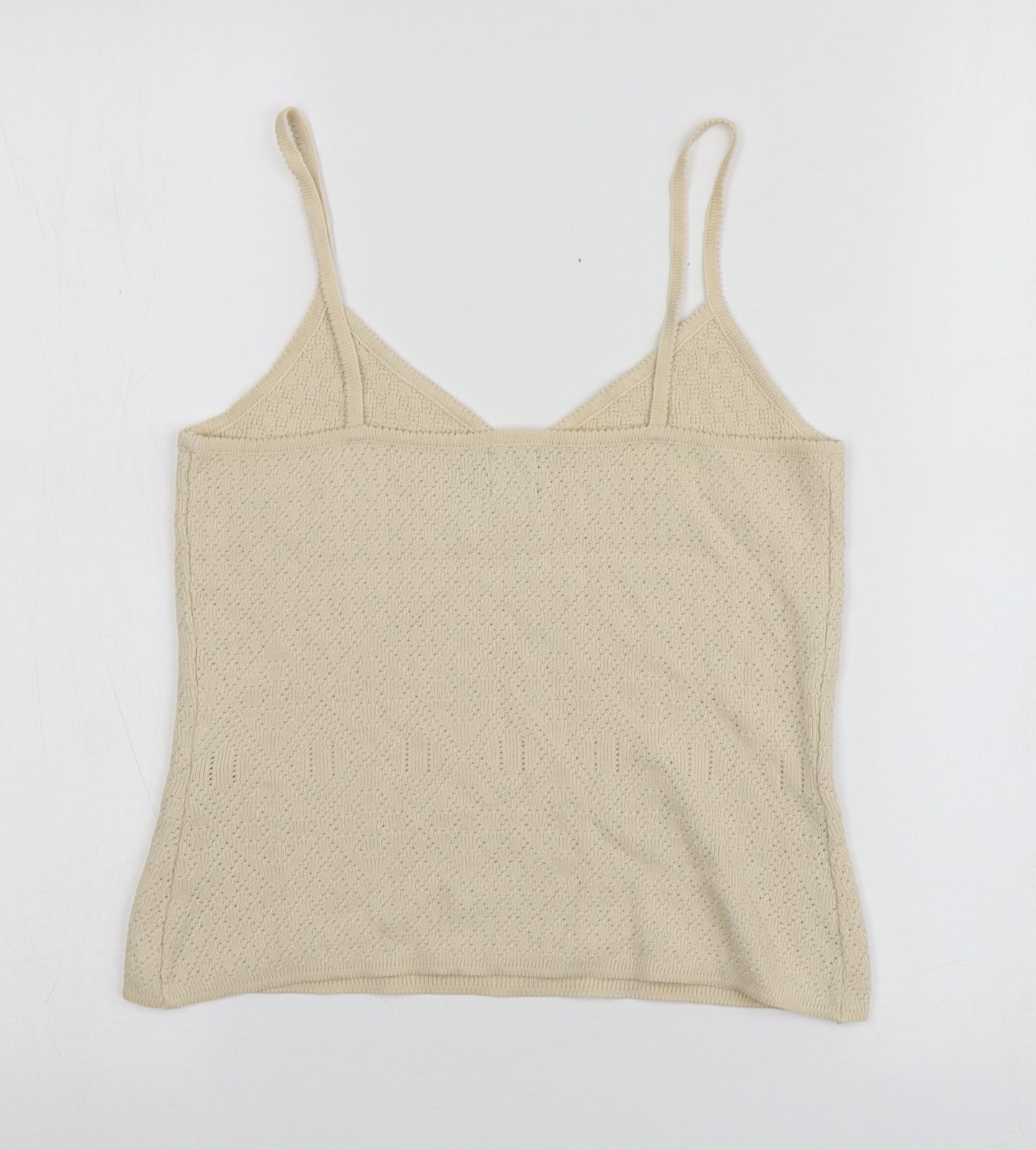 Gap Womens Beige  Cotton Basic T-Shirt Size S V-Neck