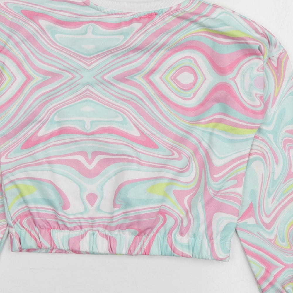 Pepco Girls Multicoloured Geometric 100% Polyester Pullover Hoodie Size 8-9 Years