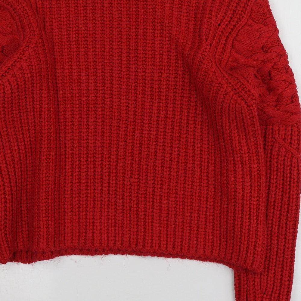 River Island Womens Red Round Neck  Acrylic Pullover Jumper Size M