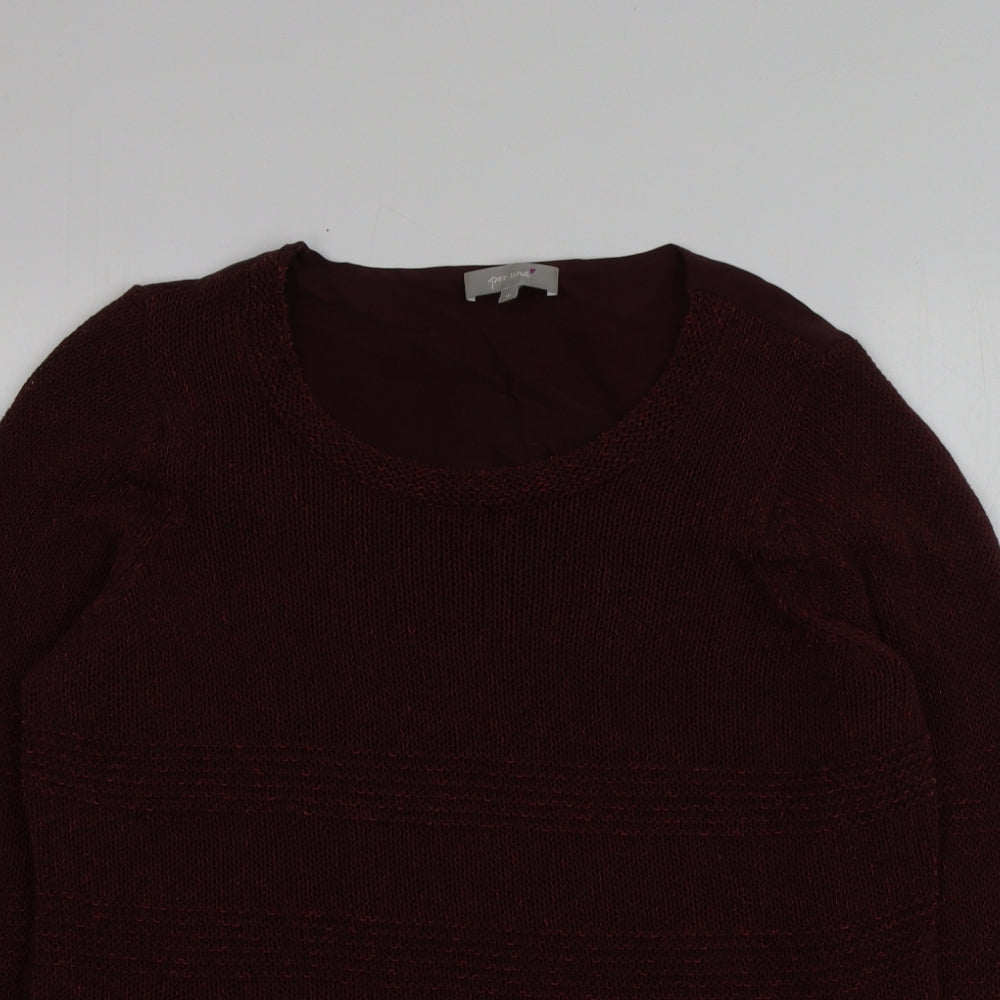 Per Una Womens Purple Round Neck  Acrylic Pullover Jumper Size 16