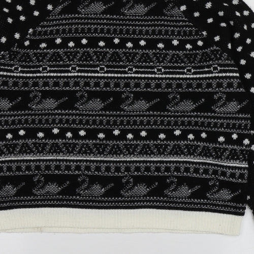 Cooperative Womens Black Round Neck Geometric Acrylic Pullover Jumper Size M