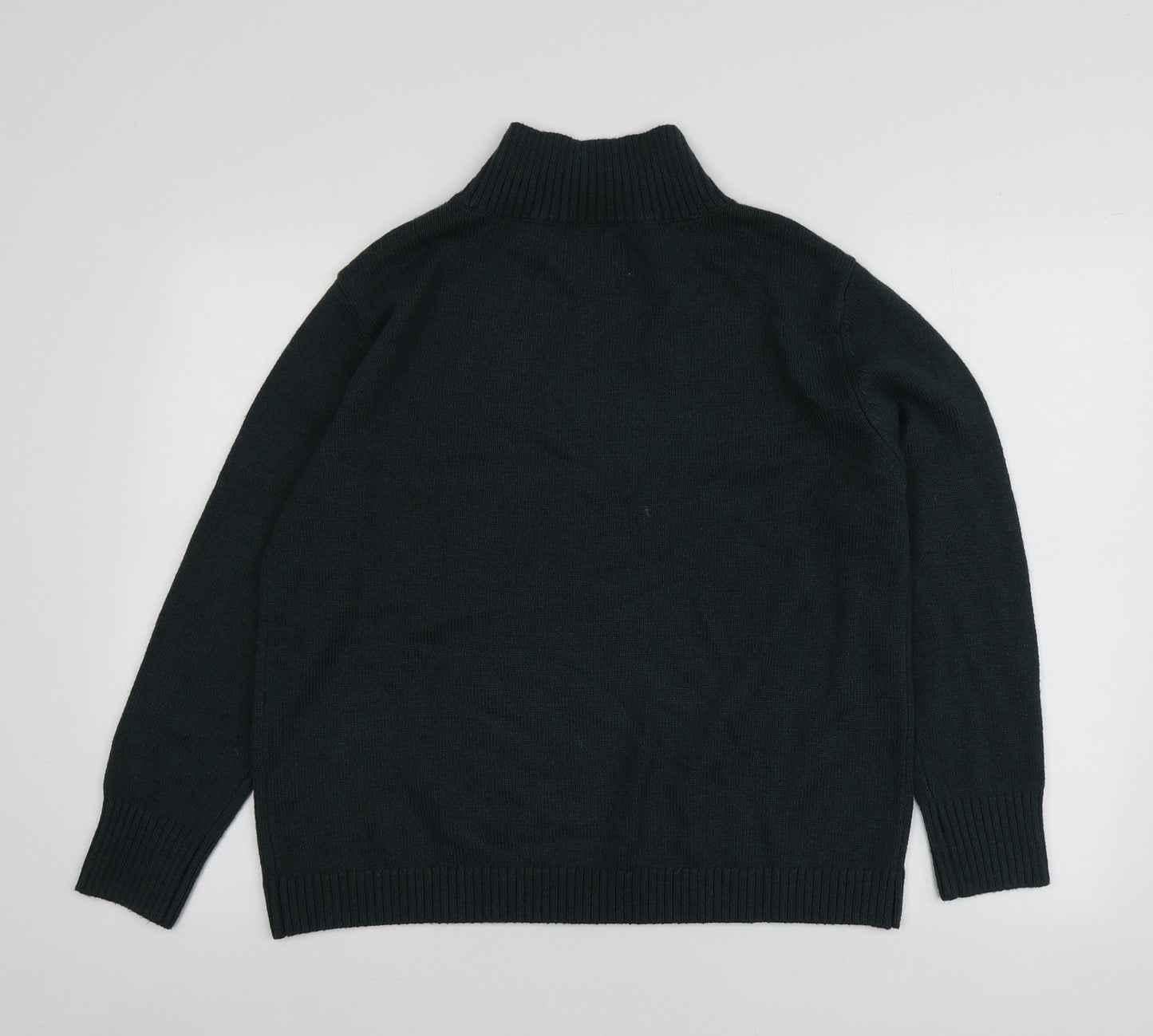 BAM Womens Green High Neck  Wool Pullover Jumper Size M