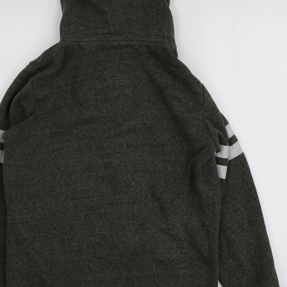 Superdry Womens Green Geometric Polyester Full Zip Hoodie Size 14