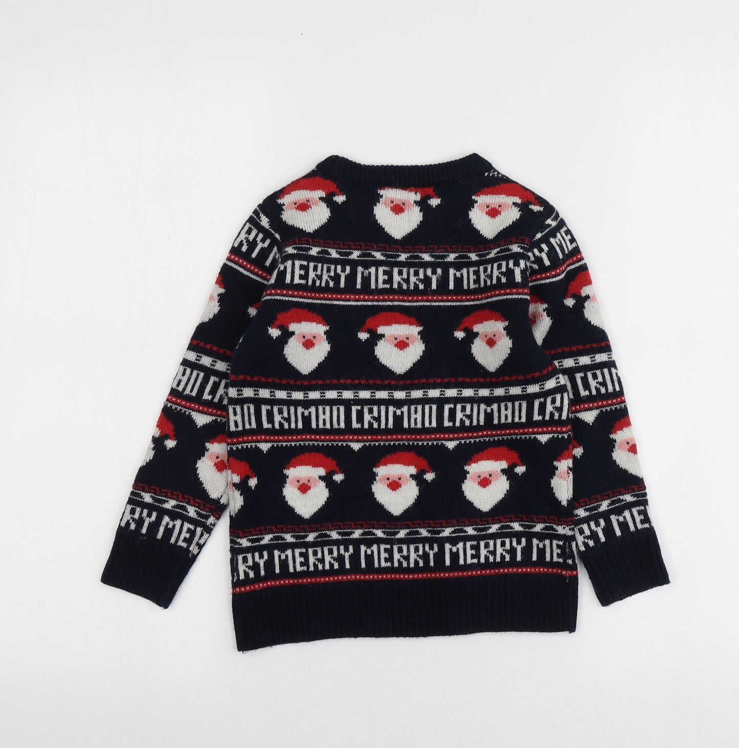 NEXT Boys Blue Round Neck Geometric Acrylic Pullover Jumper Size 4 Years   - Santa Jumper
