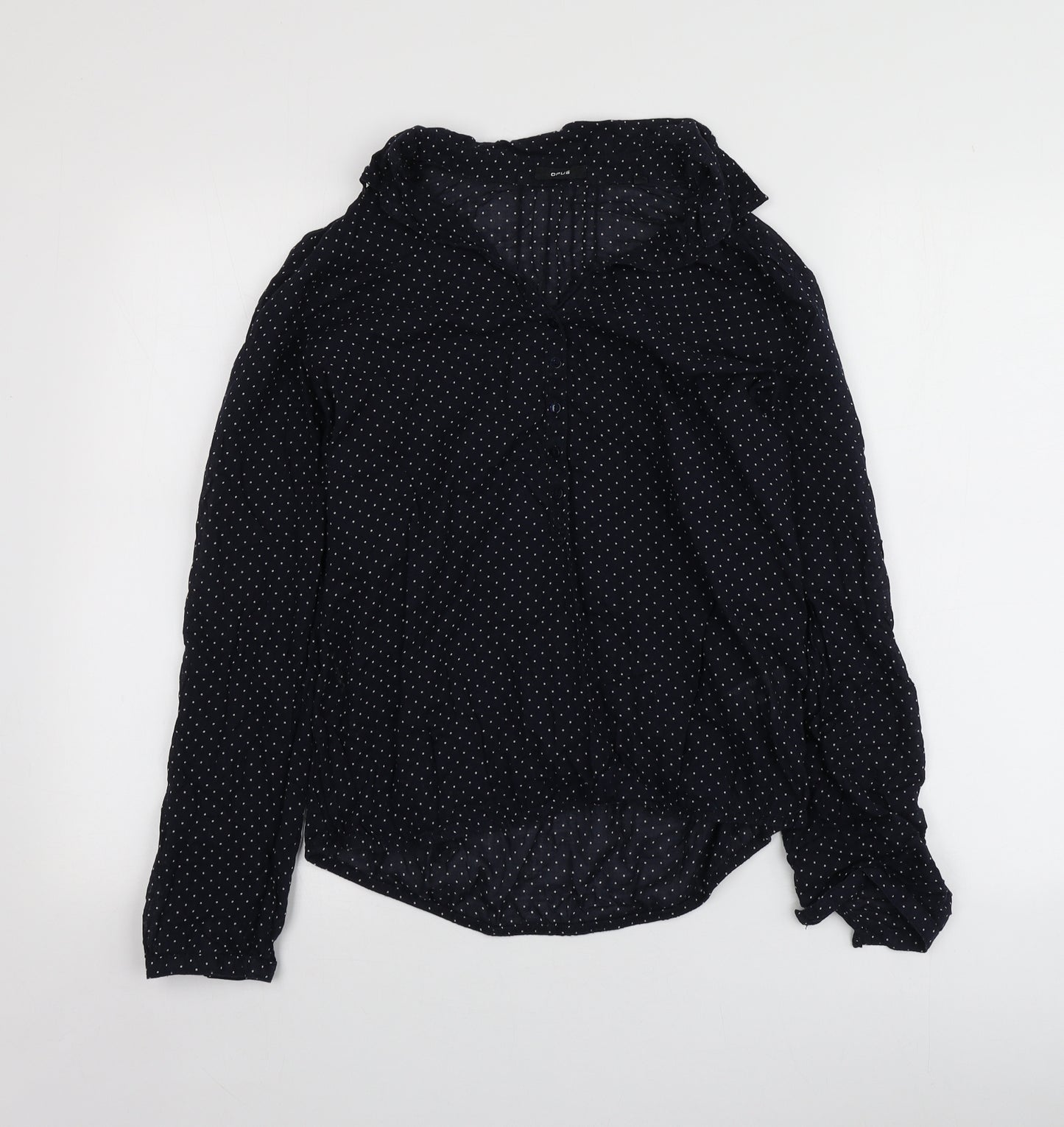 Opus  Womens Blue Polka Dot Cotton Basic Button-Up Size 38 Collared