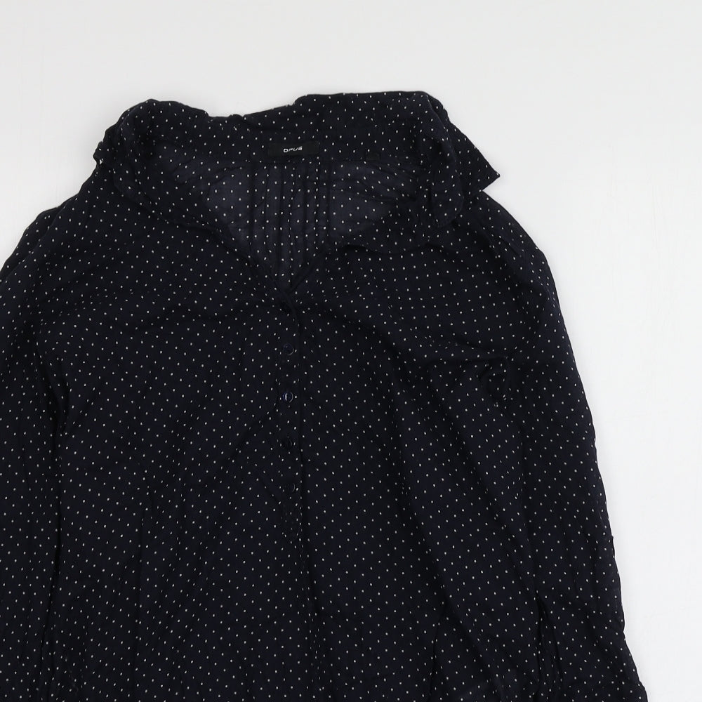 Opus  Womens Blue Polka Dot Cotton Basic Button-Up Size 38 Collared
