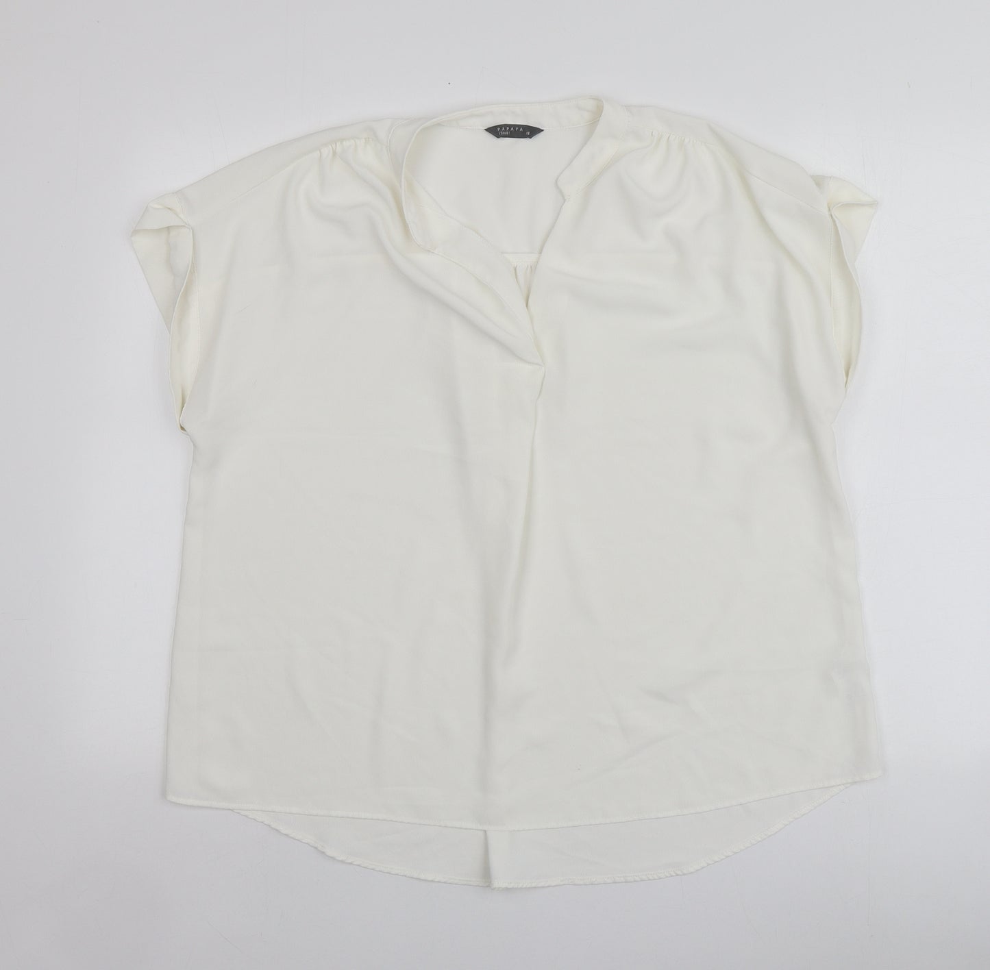 Papaya Womens Ivory  Polyester Basic Blouse Size 16 V-Neck