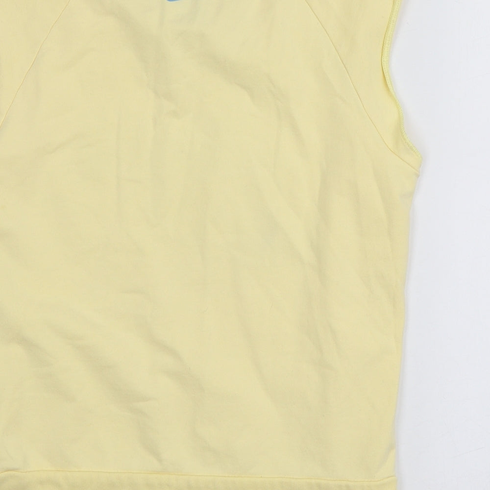 Nike  Womens Yellow Geometric Cotton Basic T-Shirt Size M Round Neck