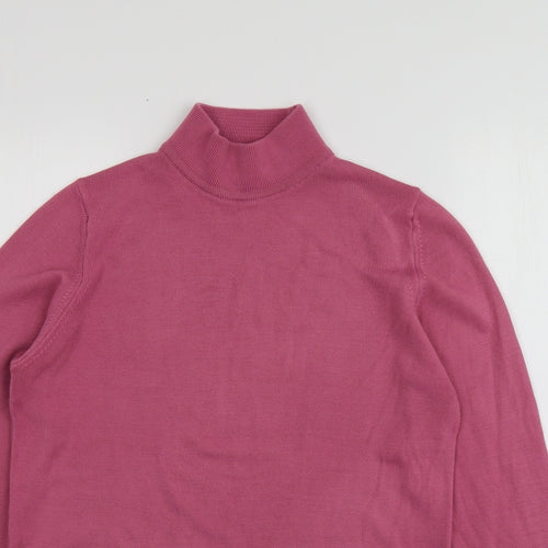 M&S Womens Pink High Neck  Acrylic Pullover Jumper Size 14