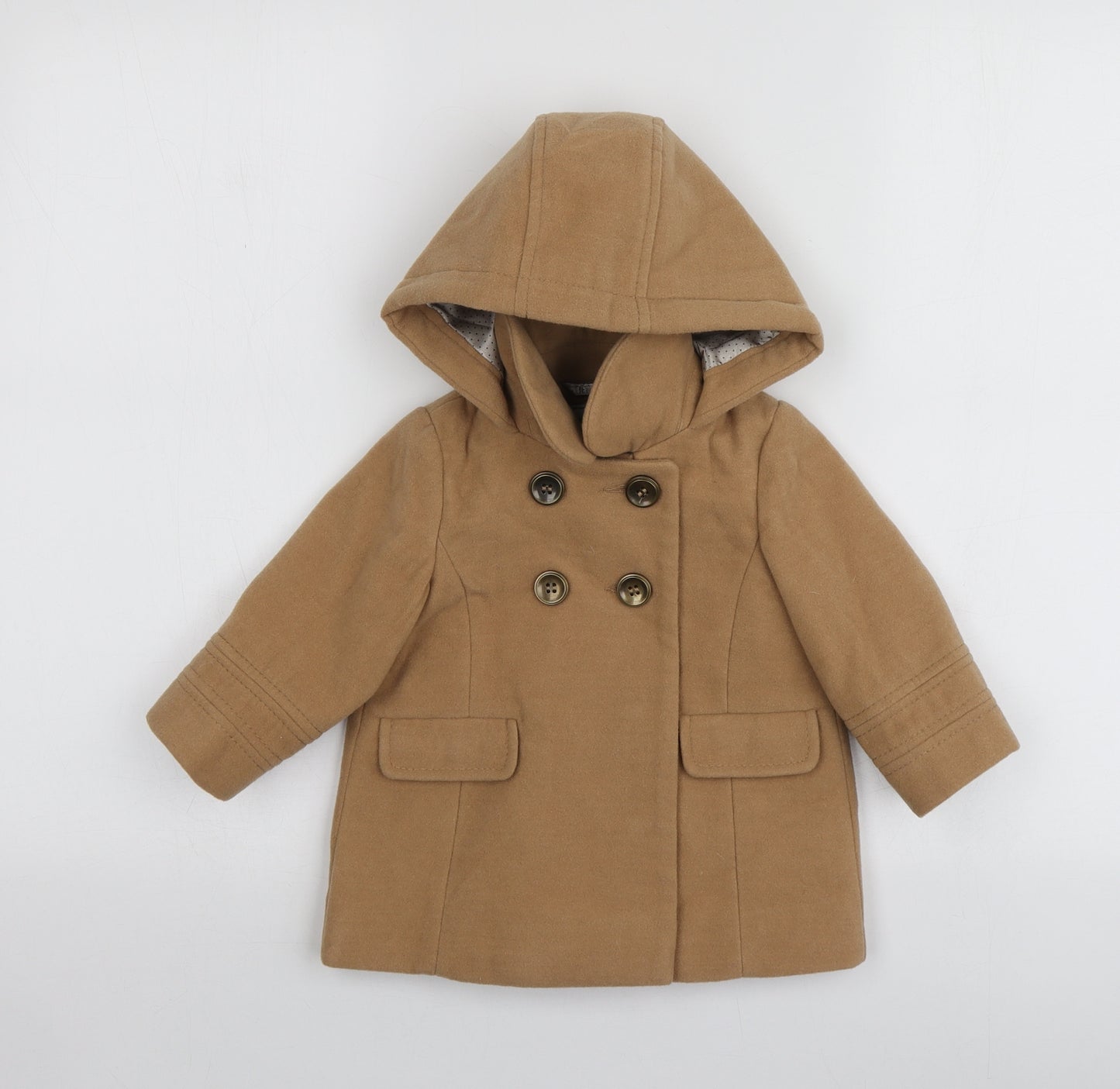 NEXT Girls Beige   Overcoat Coat Size 9-12 Months