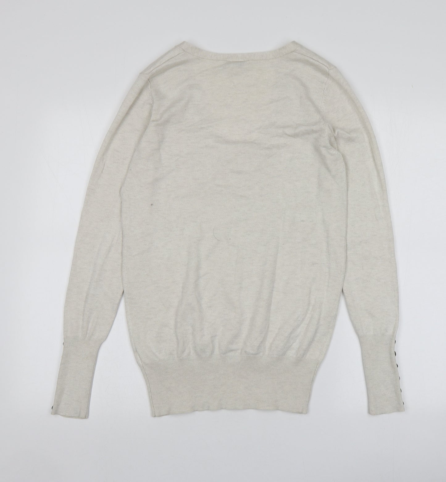 Papaya Womens Grey V-Neck  Viscose Pullover Jumper Size 12