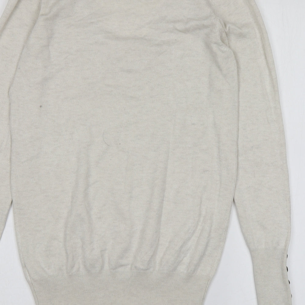 Papaya Womens Grey V-Neck  Viscose Pullover Jumper Size 12