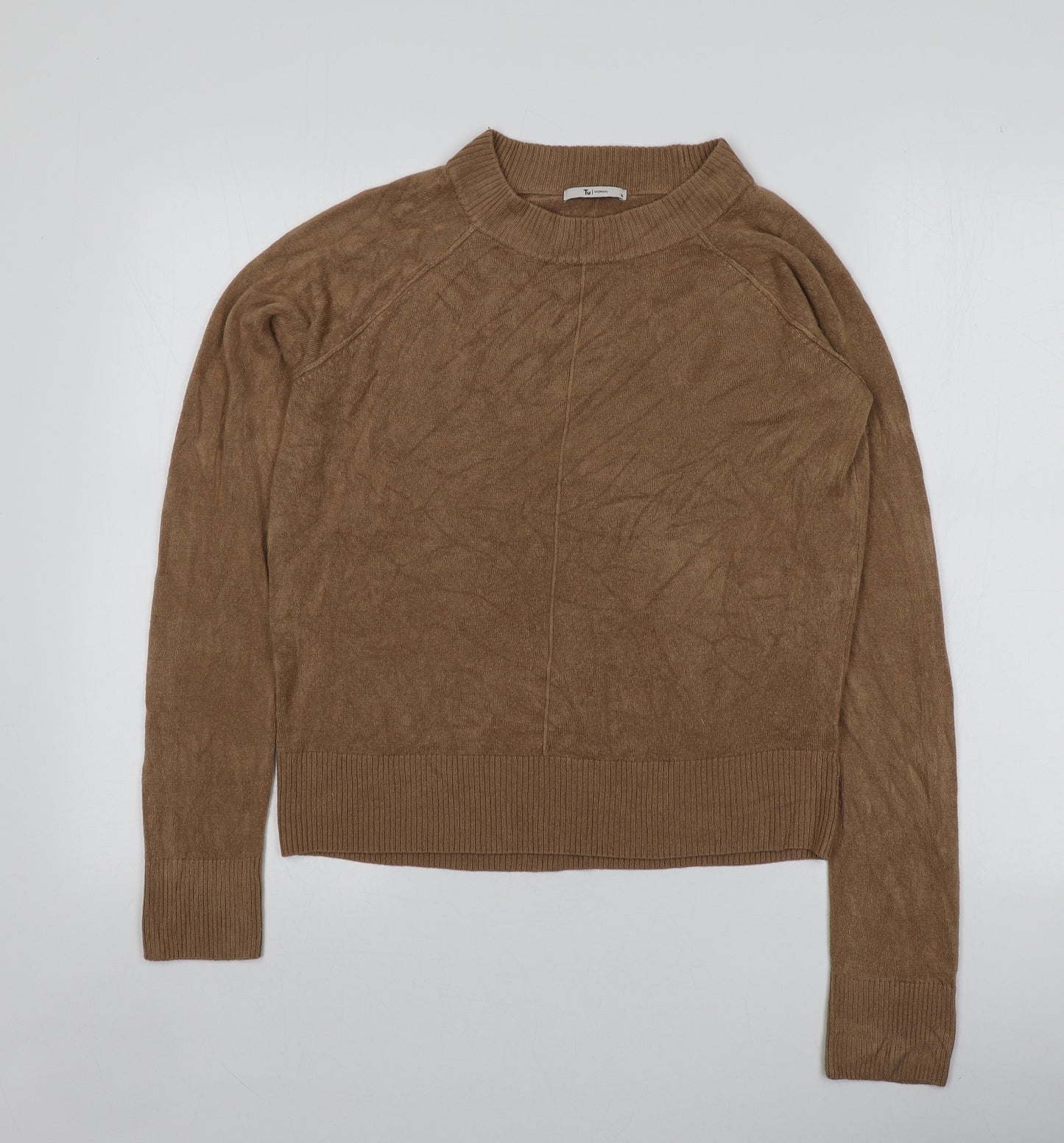 TU Womens Brown Round Neck  Acrylic Pullover Jumper Size 10