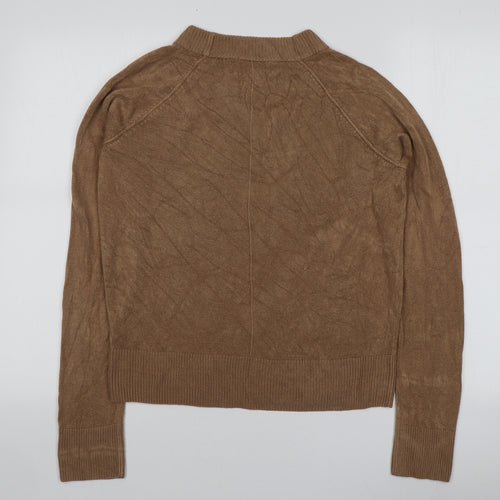 TU Womens Brown Round Neck  Acrylic Pullover Jumper Size 10