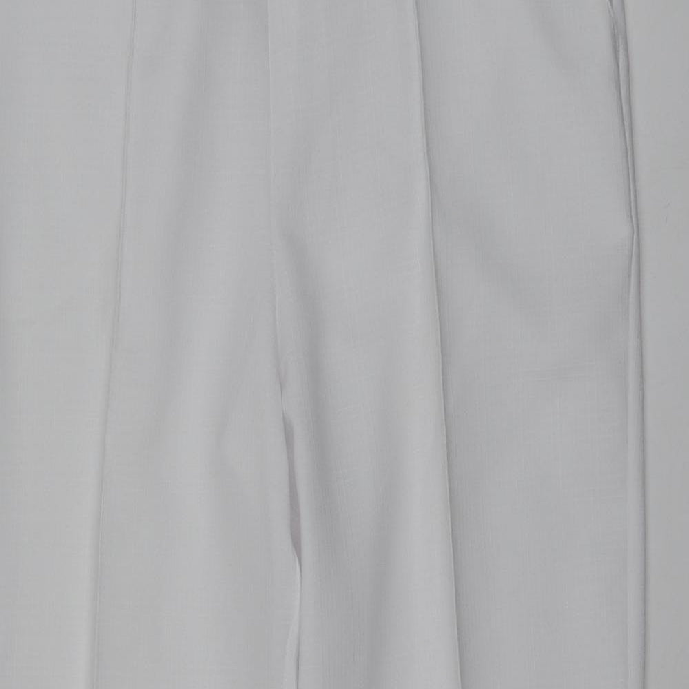 M&S  Womens White  Polyester Chino Trousers Size 14 L25 in Regular