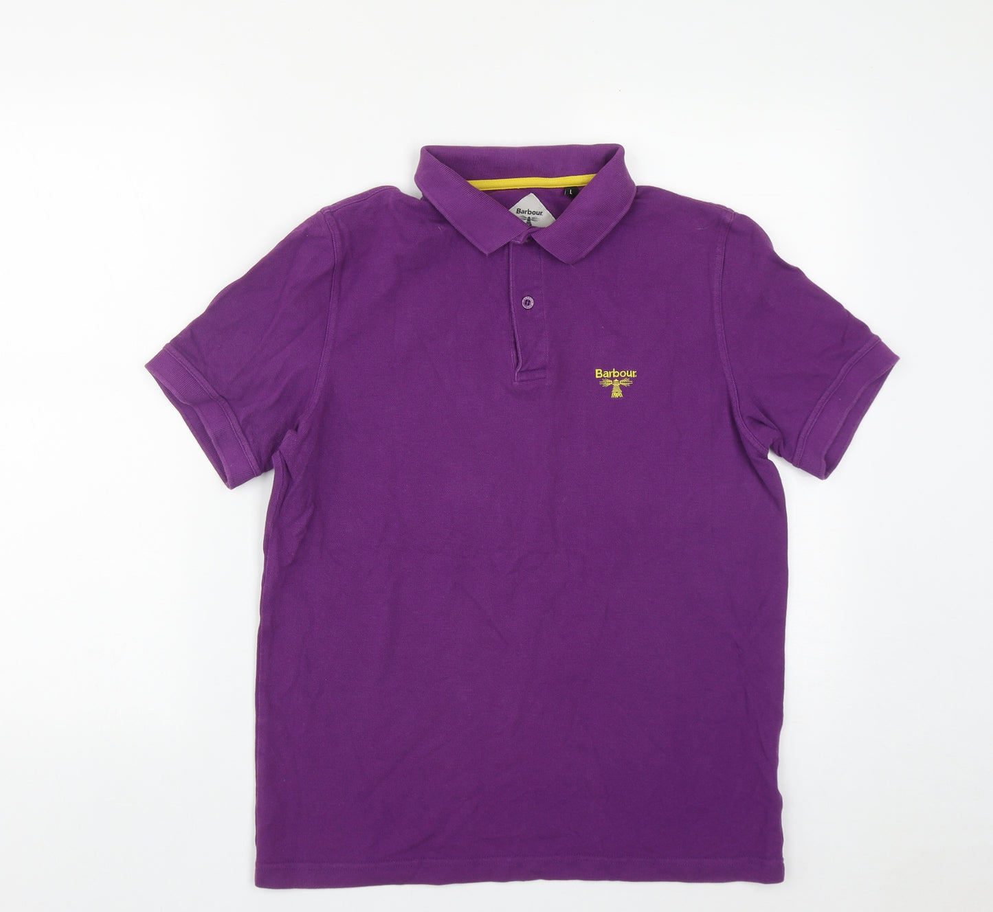 Barbour Mens Purple  Cotton  Polo Size L Collared Button