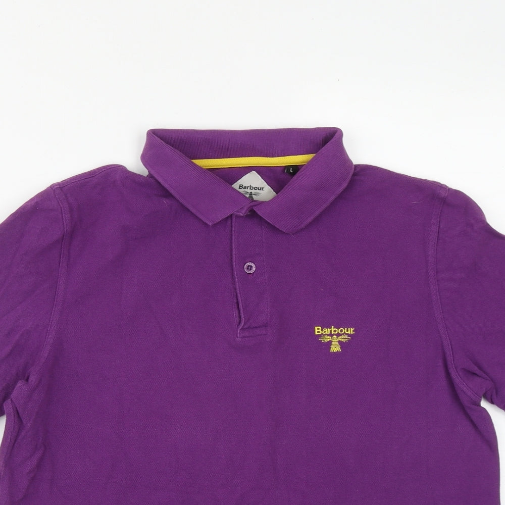 Barbour Mens Purple  Cotton  Polo Size L Collared Button