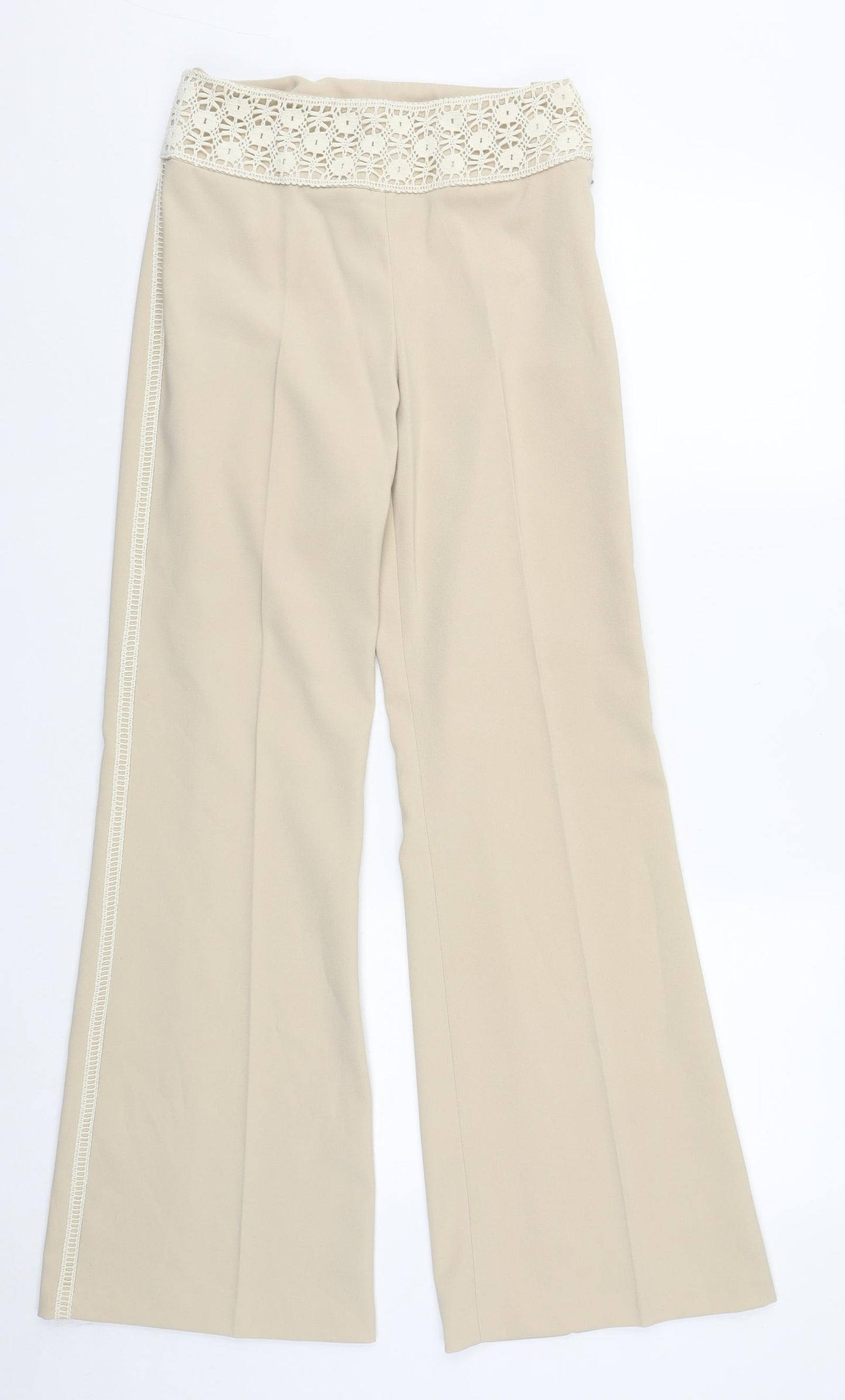 Kit Womens Beige  Polyester Trousers  Size 12 L30 in Regular Zip
