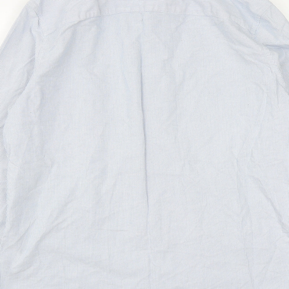 NEXT Mens Blue Striped Cotton  Button-Up Size M Collared Button
