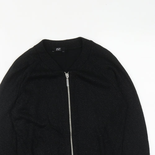 F&F Womens Black Round Neck  Viscose Cardigan Jumper Size 6