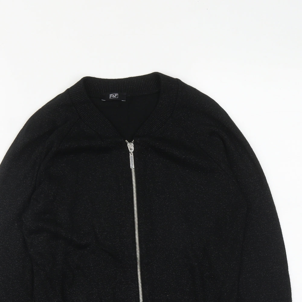 F&F Womens Black Round Neck  Viscose Cardigan Jumper Size 6