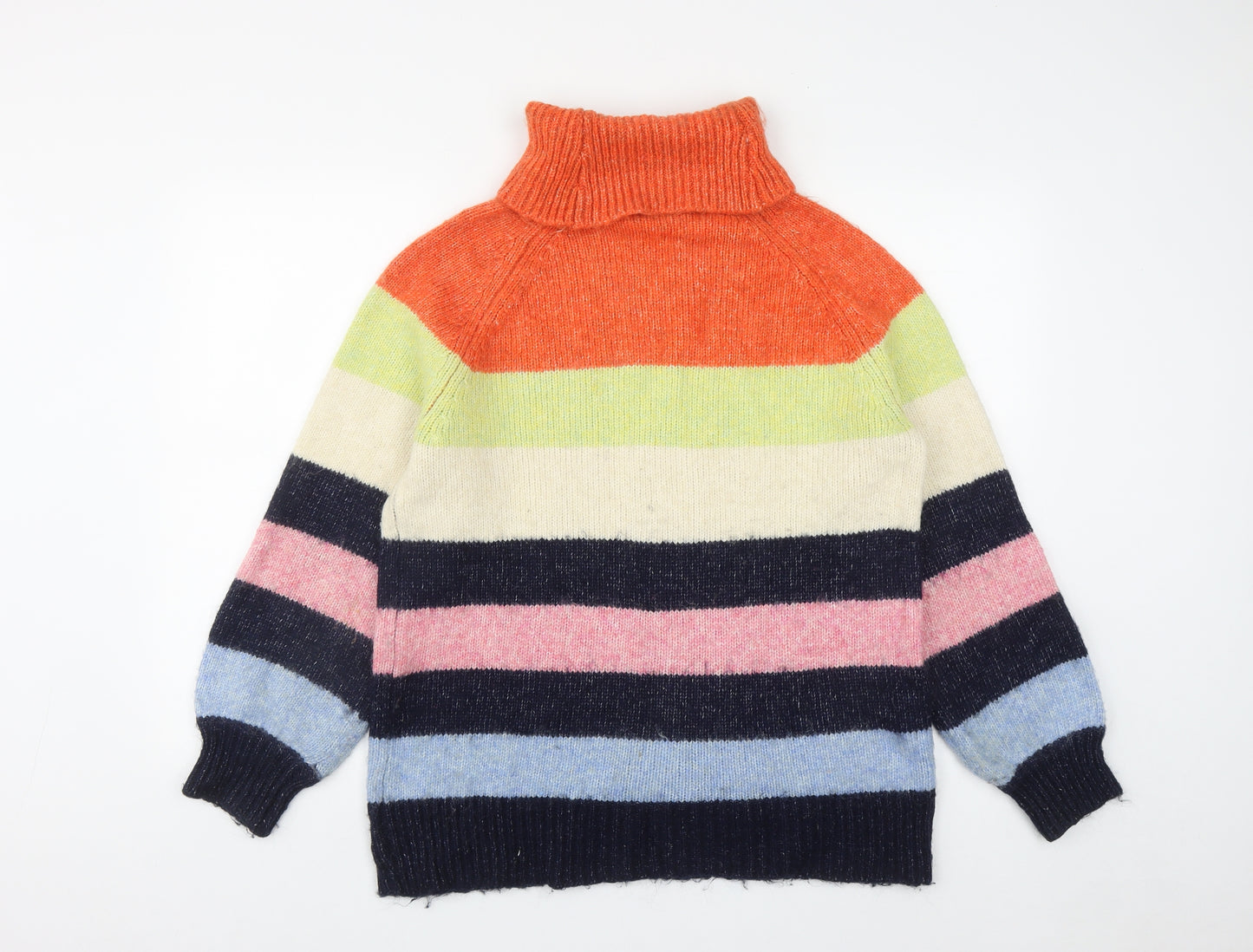 NEXT Womens Multicoloured Roll Neck Striped Acrylic Pullover Jumper Size S
